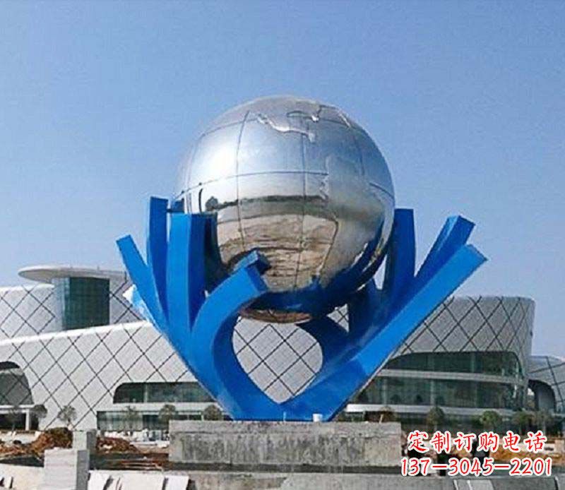重庆广场托起地球不锈钢抽象雕塑
