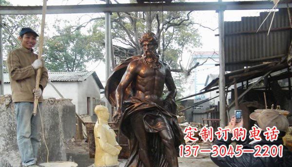 重庆广场西方男人人物铜雕