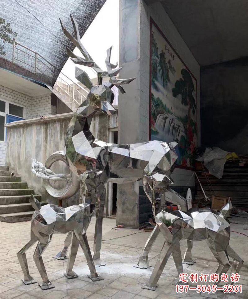 重庆广场造型动物鹿不锈钢雕塑