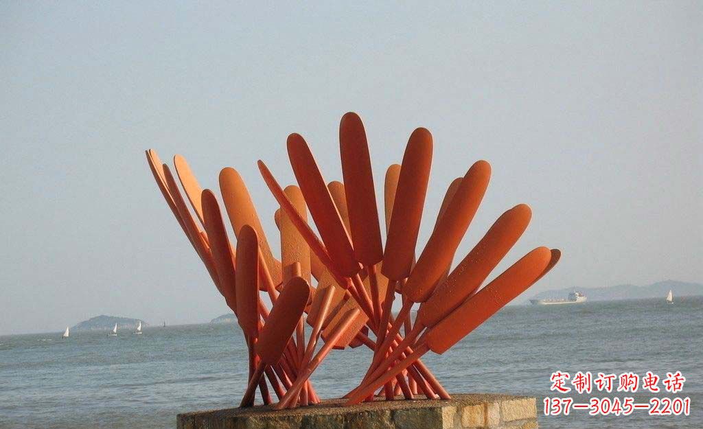 重庆海边不锈钢抽象船桨雕塑