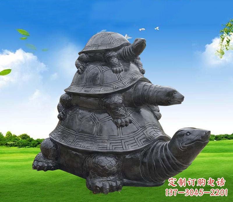 重庆海龟母子石雕公园动物摆件