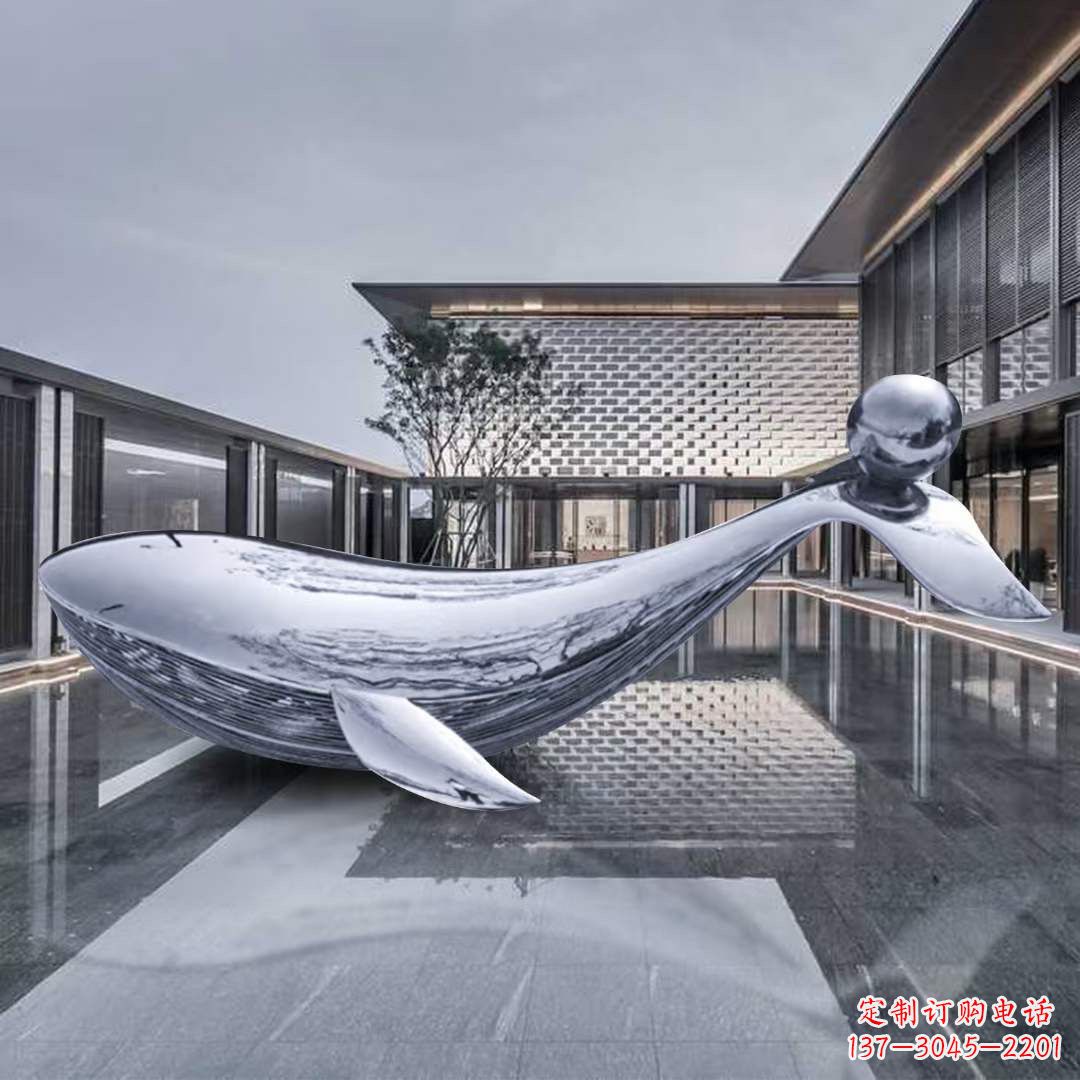 重庆海豚不锈钢镜面雕塑,公园园林大型动物景观