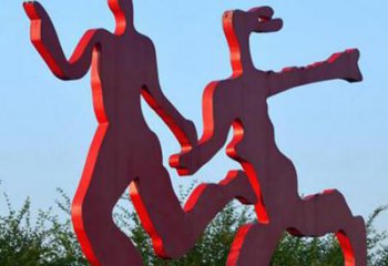 重庆中领雕塑-多彩情侣跑步雕塑