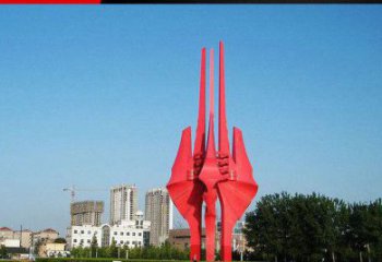 重庆中领雕塑红色不锈钢树叶雕塑