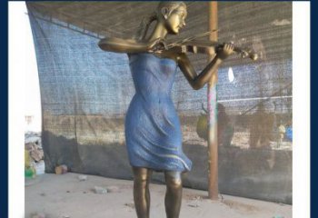 重庆精美细腻的西方美女拉小提琴人物雕塑