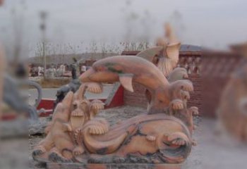 重庆海豚海浪石雕，精美艺术品
