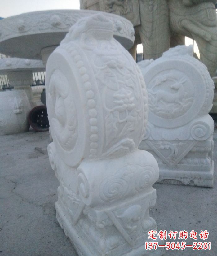 重庆汉白玉抱鼓石门墩雕塑