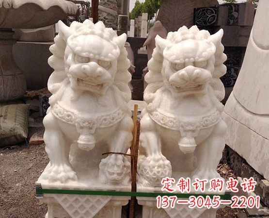重庆精美手工汉白玉狮子石雕