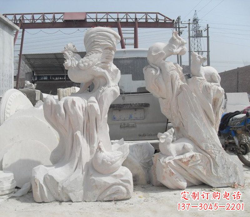 重庆汉白玉大公鸡雕塑