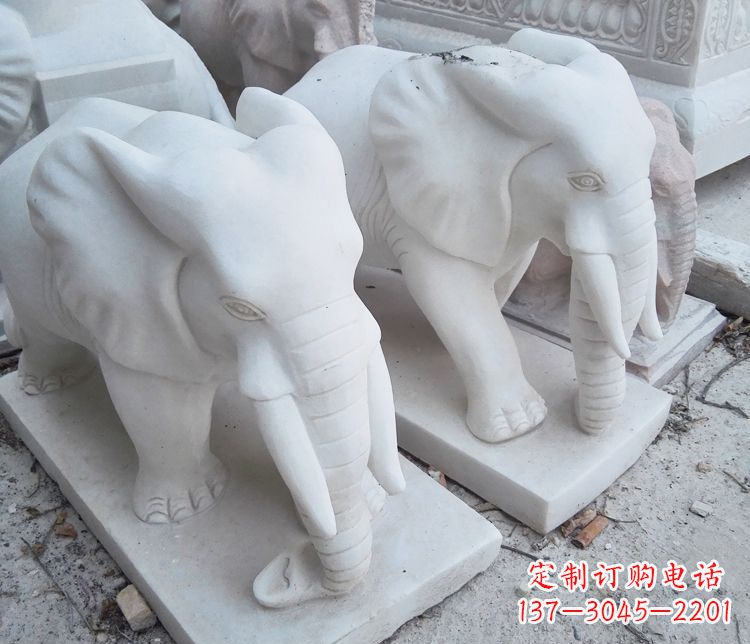 重庆艺术精品-汉白玉动物大象雕塑