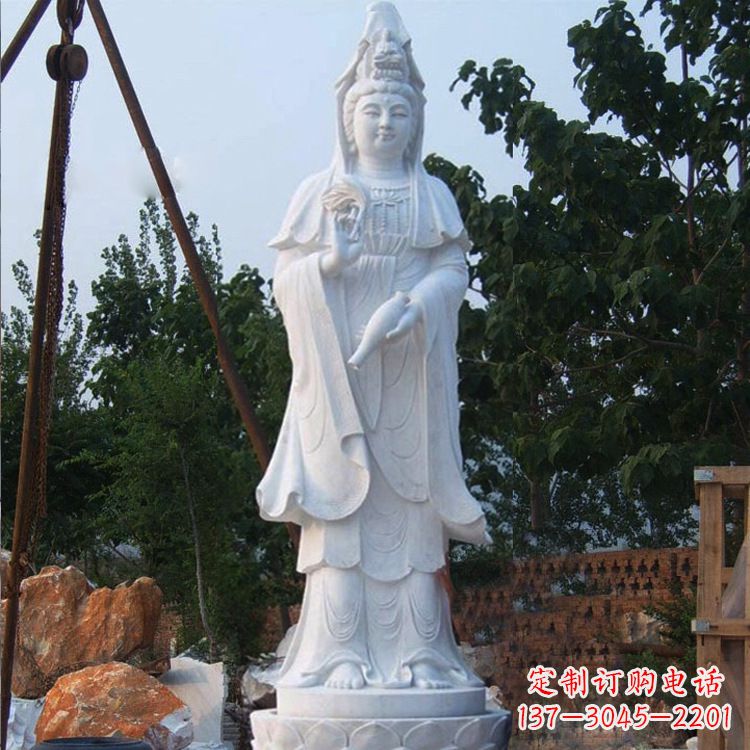 重庆汉白玉滴水观音石雕