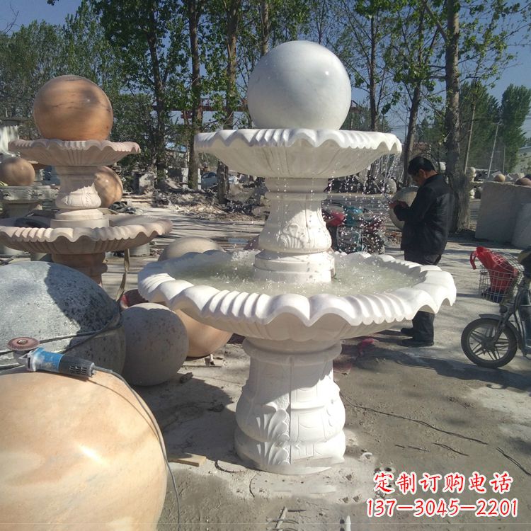 重庆汉白玉风水球,高端定制雕塑