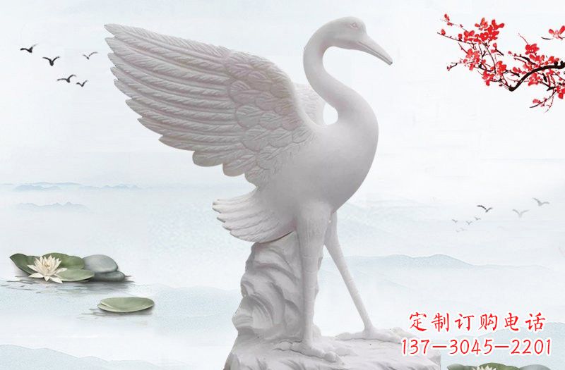 重庆开启一段神奇变化之旅——汉白玉仙鹤雕塑
