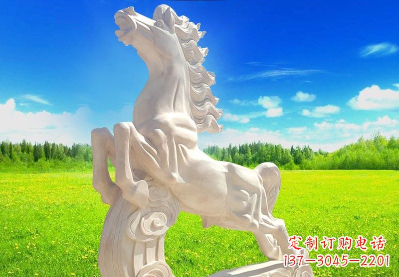 重庆古典精美的汉白玉奔马石雕