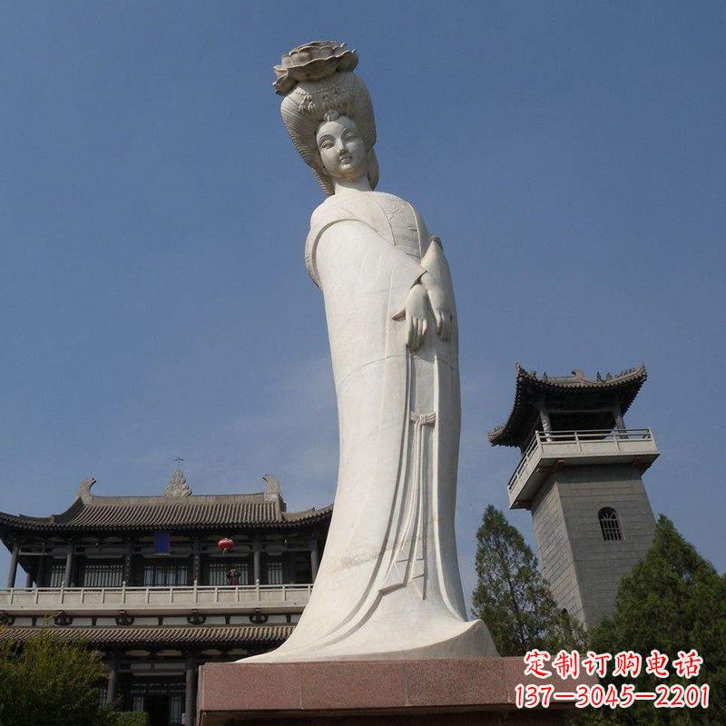 重庆汉白玉贵妃石雕像-精美绝伦的杨玉环雕像