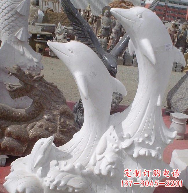 重庆海豚石雕,汉白玉精美雕塑