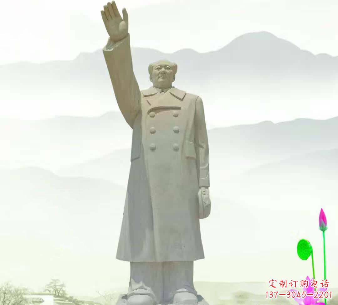 重庆汉白玉挥手毛泽东雕塑
