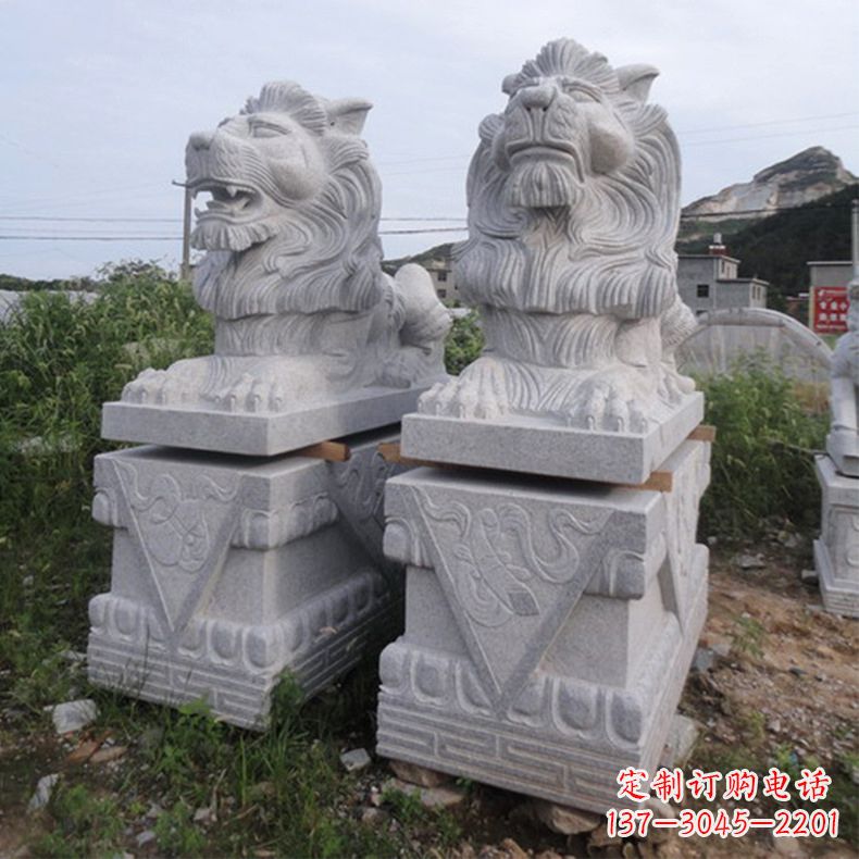 重庆汇丰狮子石雕,精美雕塑展现霸气