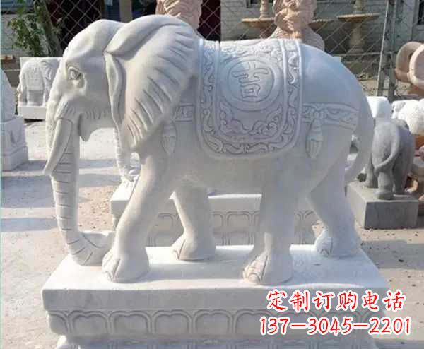 重庆汉白玉吉祥如意招财镇宅大象石雕_1
