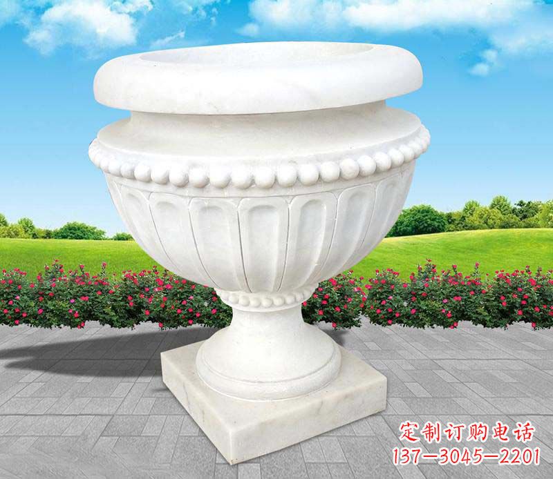 重庆精美汉白玉花盆雕塑