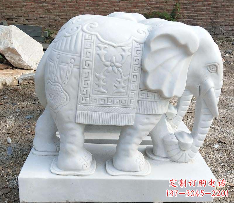 重庆中领雕塑汉白玉卷鼻大象雕塑