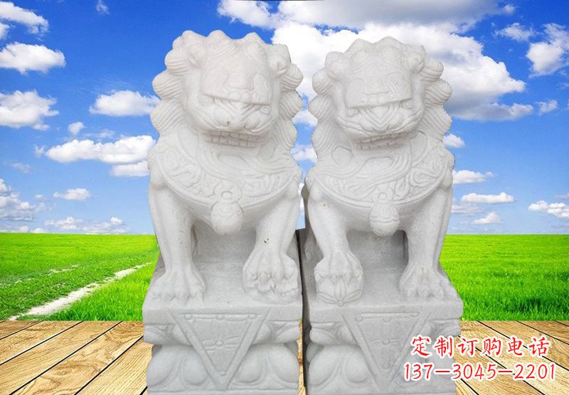 重庆汉白玉狮子雕塑表达勇士之气
