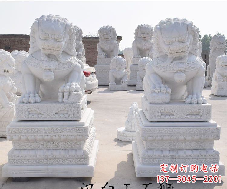 重庆汉白玉看门狮子雕塑