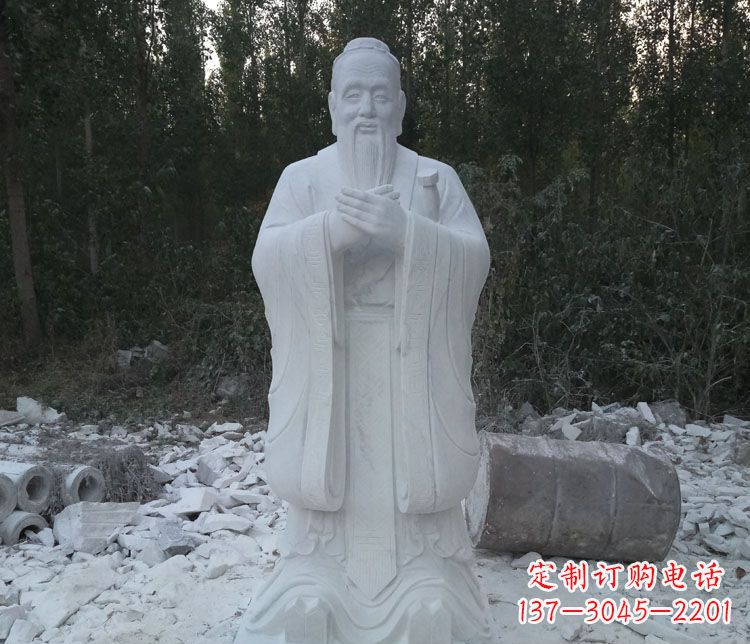 重庆汉白玉孔子校园古代名人石雕 (3)