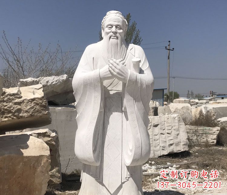 重庆汉白玉孔子行教像学校古代名人石雕