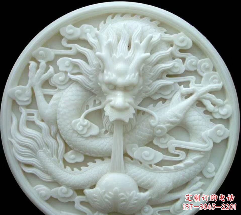 重庆汉白玉雕刻龙头摆件,悠然吟诗引领风尚