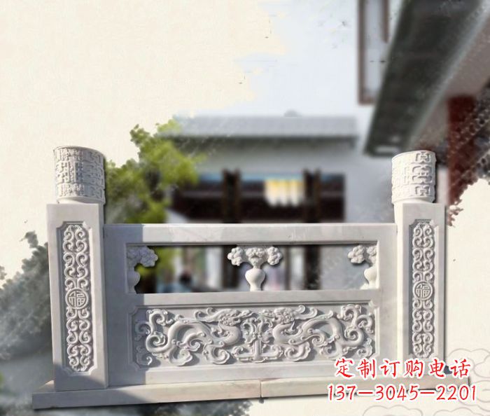 重庆汉白玉龙石栏板雕塑