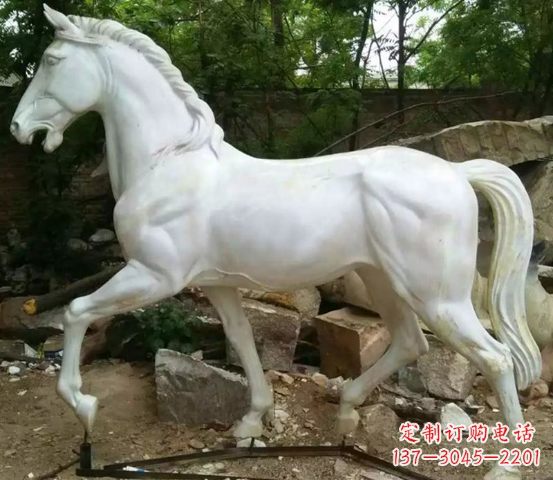 重庆汉白玉马动物石雕