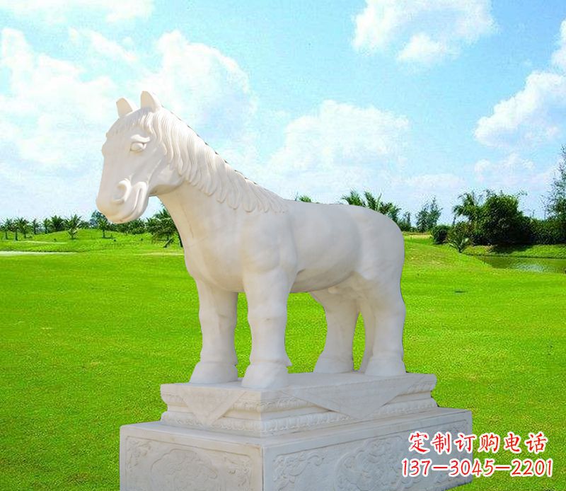 重庆汉白玉马石雕广场动物雕塑