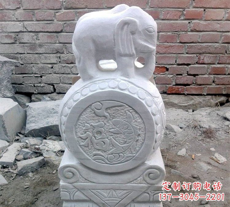重庆汉白玉门口大象抱鼓石