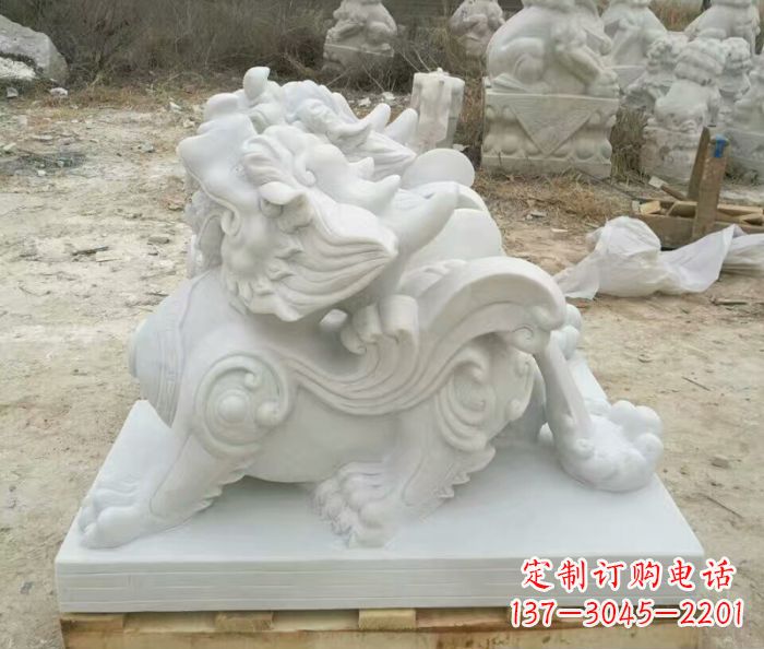 重庆汉白玉貔貅门口招财石雕 (2)