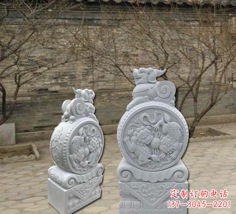 重庆汉白玉貔貅门墩