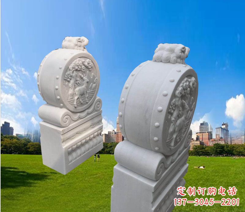 重庆汉白玉辟邪门墩雕塑