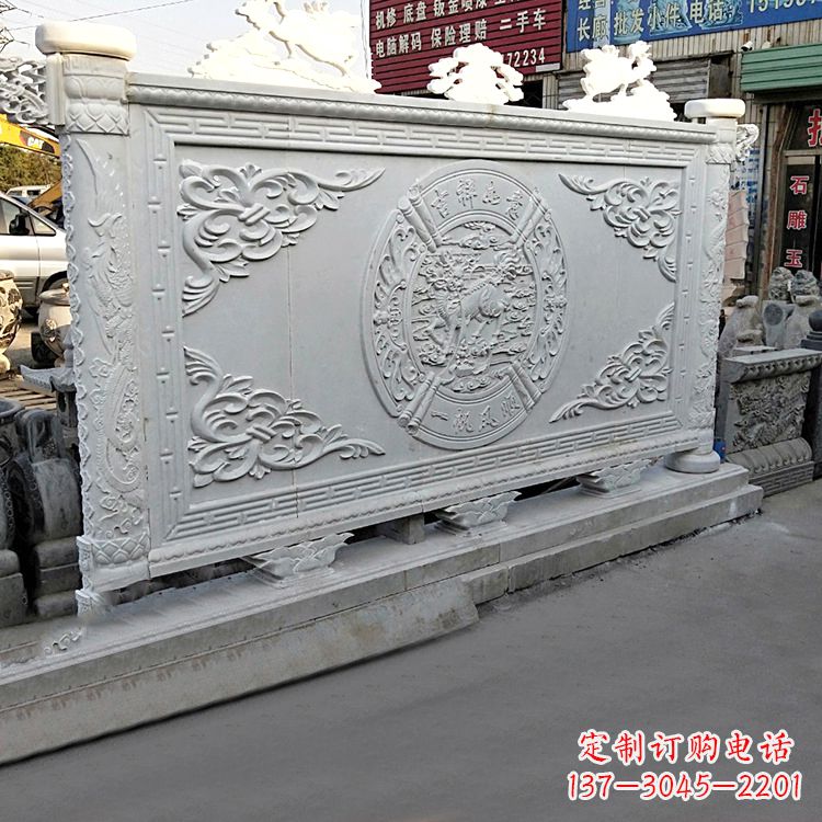 重庆汉白玉麒麟石雕影壁墙-庭院别墅院落大门古建萧墙