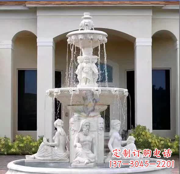 重庆汉白玉人物喷泉雕塑