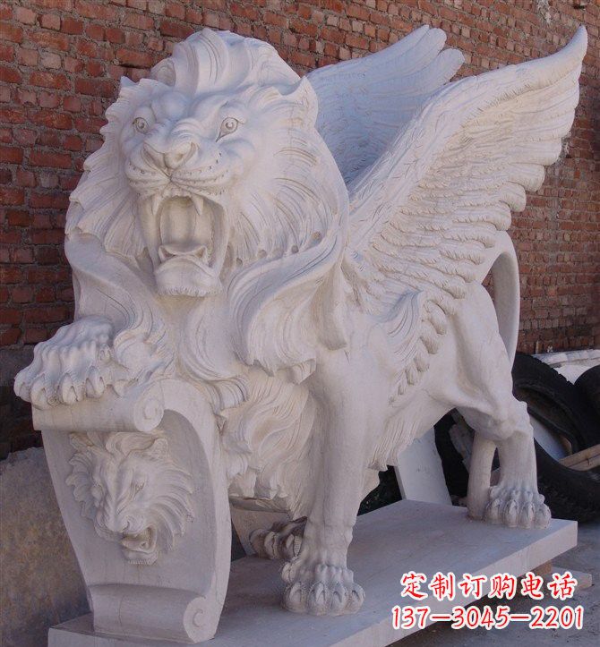 重庆汉白玉圣马可飞狮石雕,精致品质保证