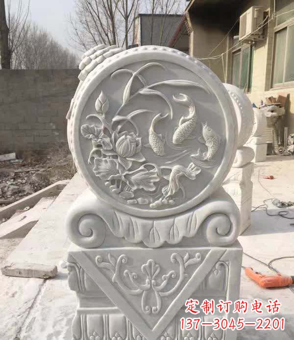 重庆汉白玉石浮雕门墩