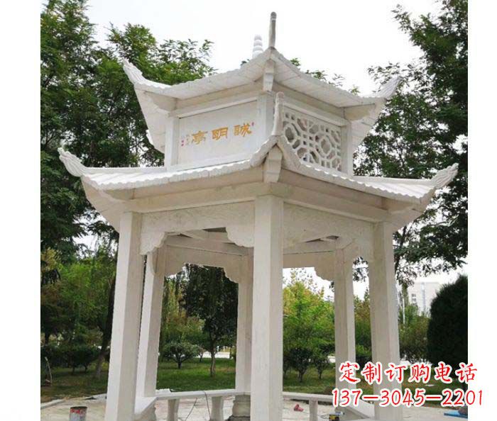 重庆汉白玉双层六角凉亭公园石雕