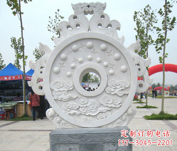 重庆精雕细琢汉白玉双龙石门墩雕塑