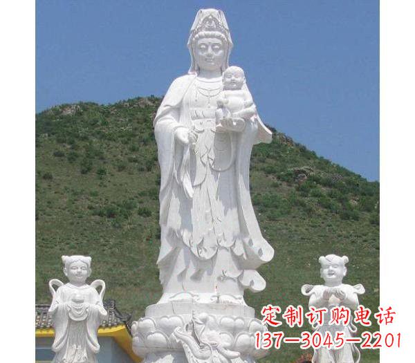 重庆汉白玉观音善财童子龙女雕塑