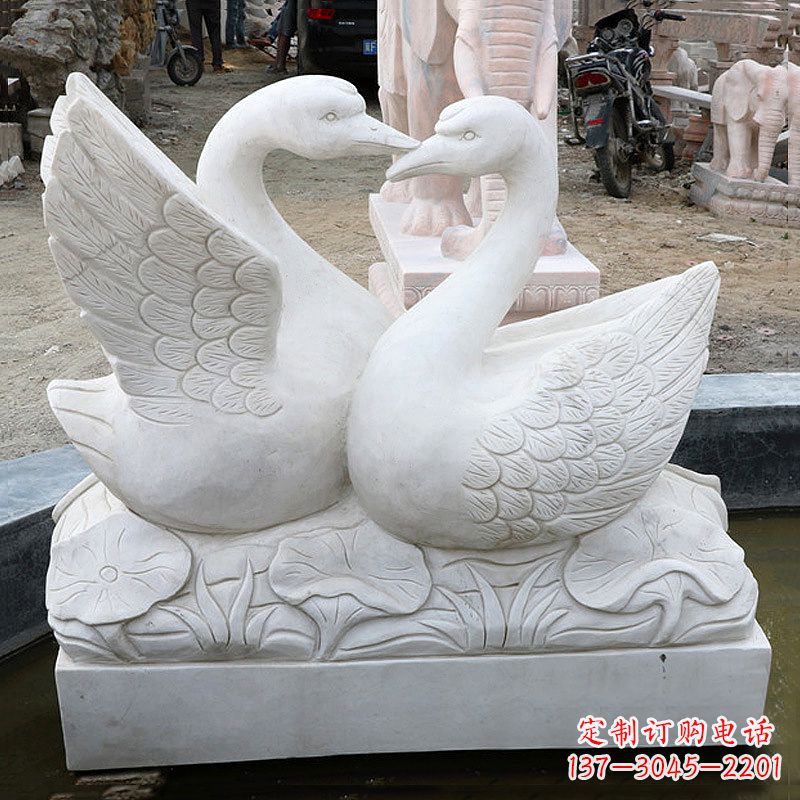 重庆汉白玉天鹅石雕塑