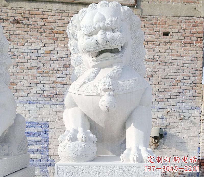 重庆正宗汉白玉狮子门墩雕塑