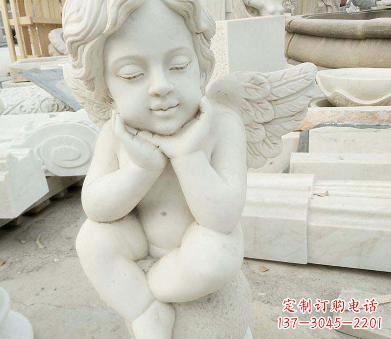 重庆汉白玉小天使西方儿童石雕,让孩子们拥有属于自己的天使