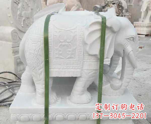 重庆汉白玉招财大象石雕 (2)