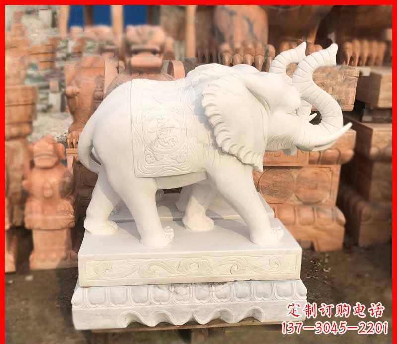 重庆汉白玉招财大象石雕 (4)