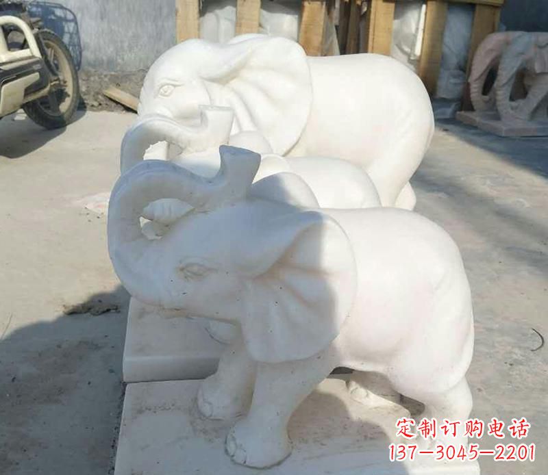 重庆高端汉白玉招财小象雕塑